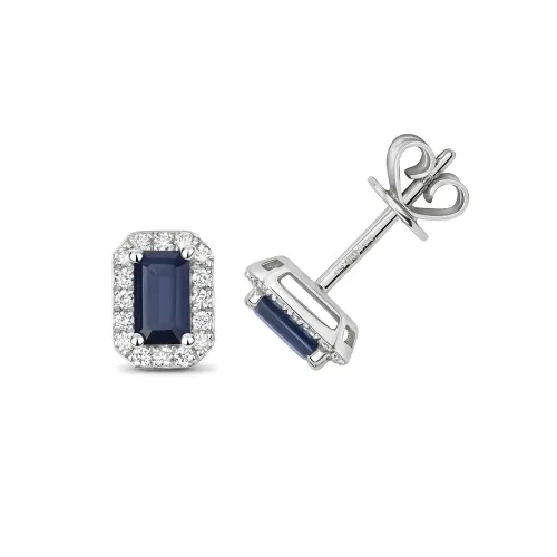 Diamond and Blue Sapphire Earrings